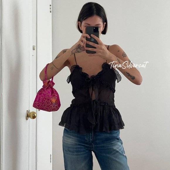 BLOGGER'S FAVE! Zara Ruffled Semi-Sheer Top NWT - Picture 2 of 16